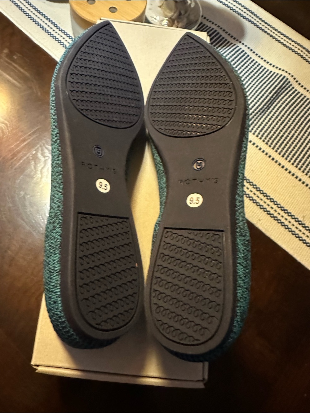 Rothy’s Spruce Python Points  Knit Flats in Teal Size 9.5 - Picture 2 of 7